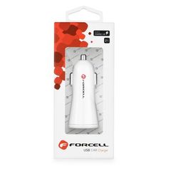 Adaptér na nabíjanie do auta Forcell Quick Charge USB 2,4A biely PT