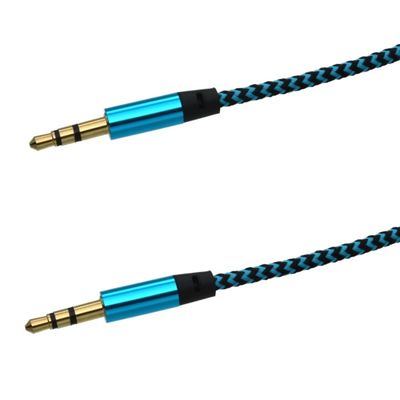 Aux kábel textilný 2x3,5mm modro-čierny