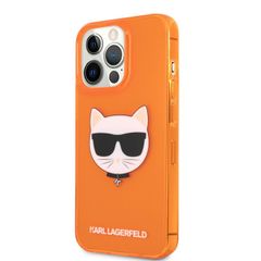 Karl Lagerfeld puzdro gumené Apple iPhone 13 Pro KLHCP13LCHTRO oranžov