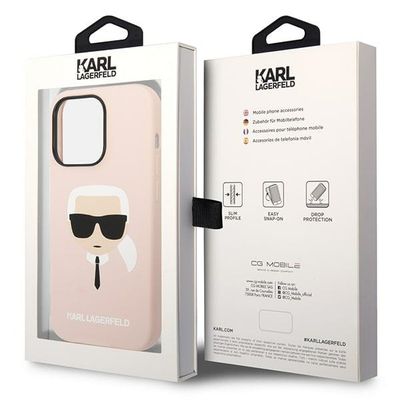 Karl Lagerfeld puzdro gumené Apple iPhone 14 Pro KLHMP14LSLKHLP ružové