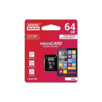Pamäťová karta 64GB Goodram microSDHC class 10 s adaptérom PT