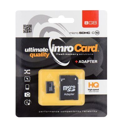 Pamäťová karta 8GB Imro microSD Trans Flash SD class10 s adaptér