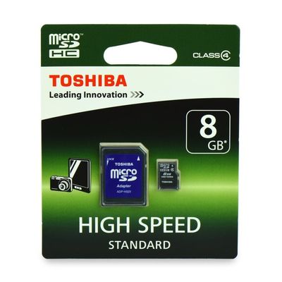 Pamäťová karta 8GB Toshiba microSDHC class 4 s adaptérom PT