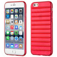 Puzdro gumené Apple iPhone 5/5C/5S/SE pásiky červené HT