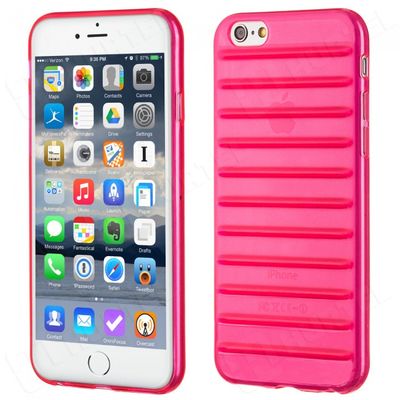 Puzdro gumené Apple iPhone 5/5C/5S/SE pásiky ružové HT