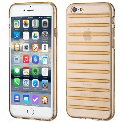 Puzdro gumené Apple iPhone 5/5C/5S/SE pásiky zlaté HT