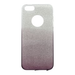 Puzdro gumené Apple iPhone 5/5C/5S/SE tmavé fialové s trblietkam