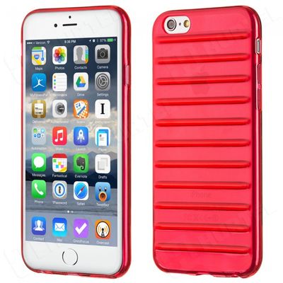 Puzdro gumené Apple iPhone 6/6S pásiky červené HT