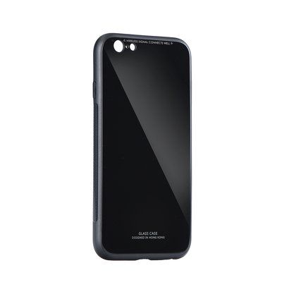 Puzdro gumené Apple iPhone 6/6S Glass čierne PT
