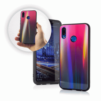 Puzdro gumené Apple iPhone 7/8/SE 2020 Aurora Glass ružovo-čierne