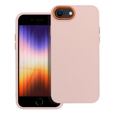 Puzdro gumené Apple iPhone 7/8/SE 2020/SE 2022 Frame bledo-ružov