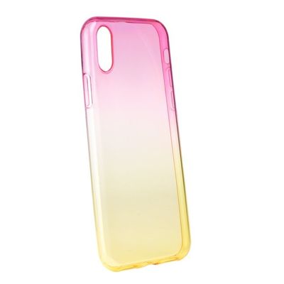 Puzdro gumené Apple iPhone X/XS Ombre ružovo-zlaté PT