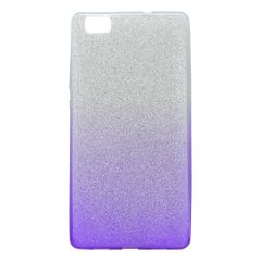 Puzdro gumené Huawei P8 Lite fialové s trblietkami