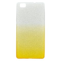 Puzdro gumené Huawei P8 Lite žlté s trblietkami