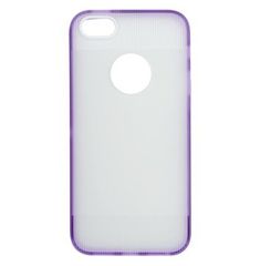 Puzdro gumené Apple iPhone 5/5C/5S/SE biele fialový okraj