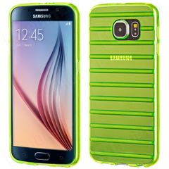 Puzdro gumené Samsung G920 Galaxy S6 pásiky zelené HT